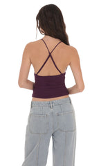 Mesh V-Neck Top in Purple